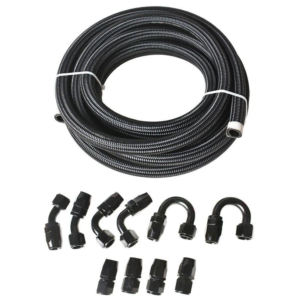 Braided Fuel Hose Line Kit with Swivel Hose End Fittings - 20 Feet