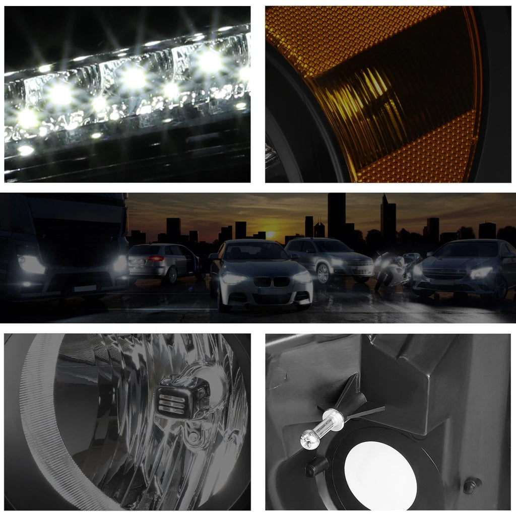 LED DRL Strip Headlight for Dodge Ram Truck (2006–2009) Smoked Housing Amber