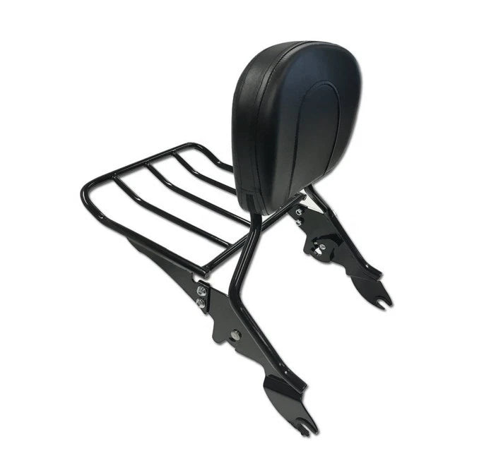 Black Backrest Sissy Bar with Luggage Rack for Harley Touring (2009–2015)