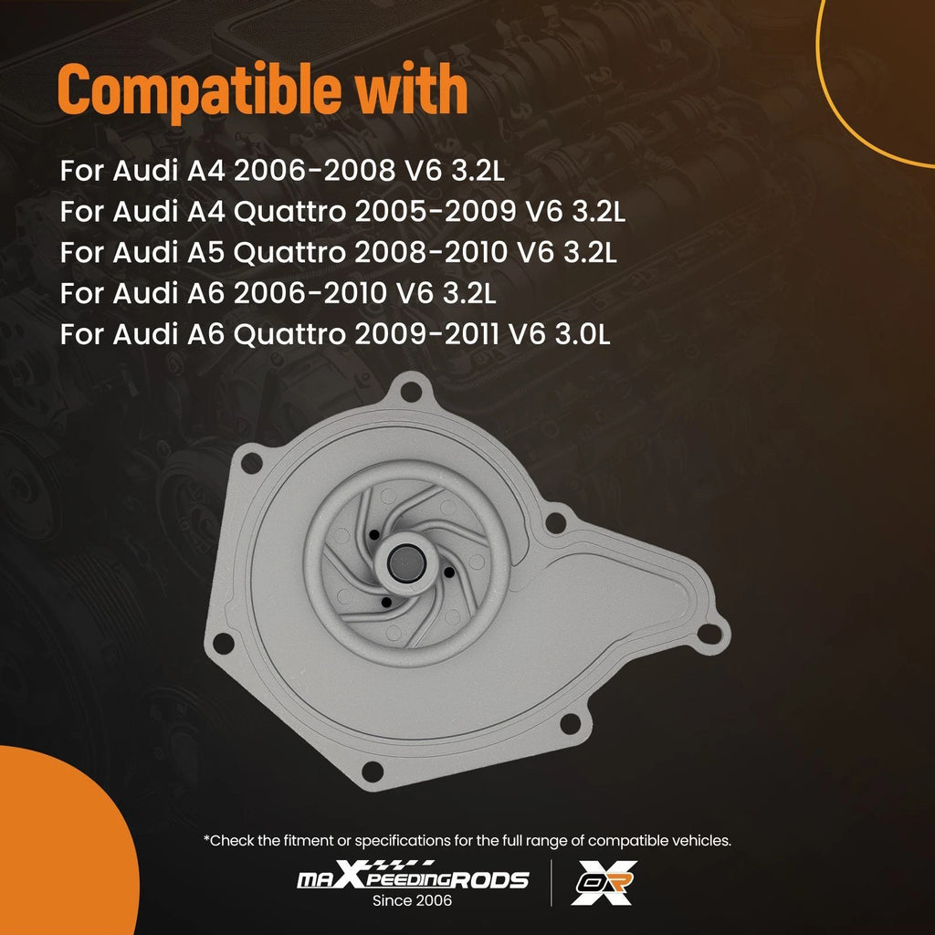 Engine Coolant Water Pump for Audi A4 A5 A6 Quattro (2005–2012) AW6146 06E121005D