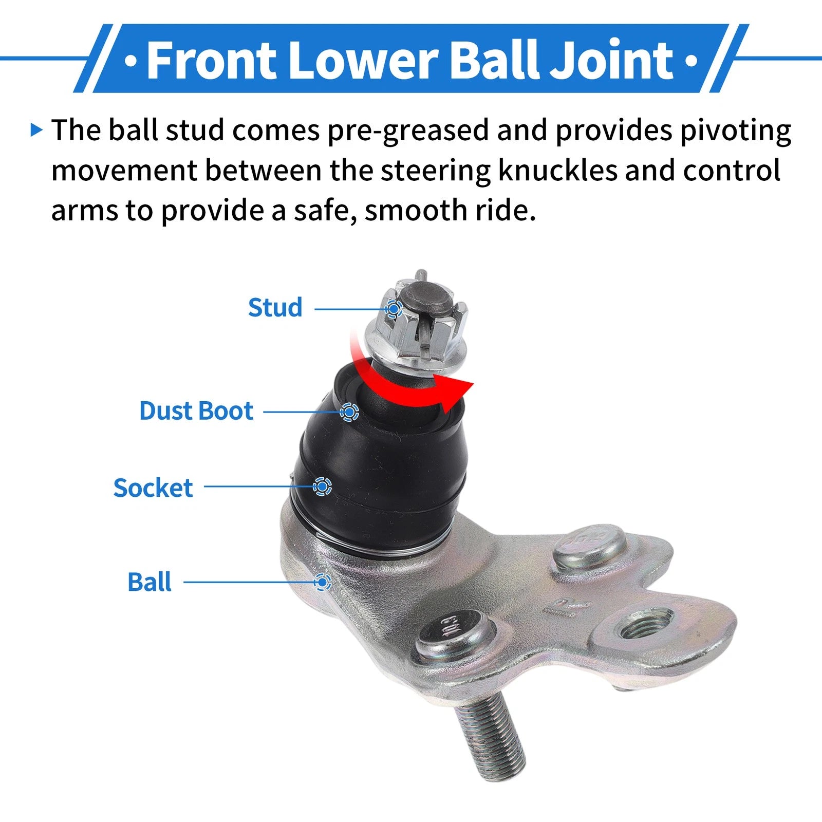 2X Front Lower Ball Joints for Toyota Avalon (2005–2018) No. 4334009130/4333009710