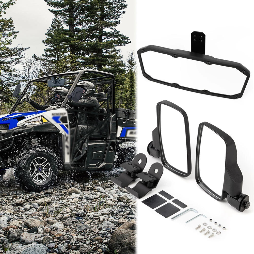 Set of 3 Rear View Side Mirrors & Center Mirror for Polaris Ranger 570 (2015–2021)