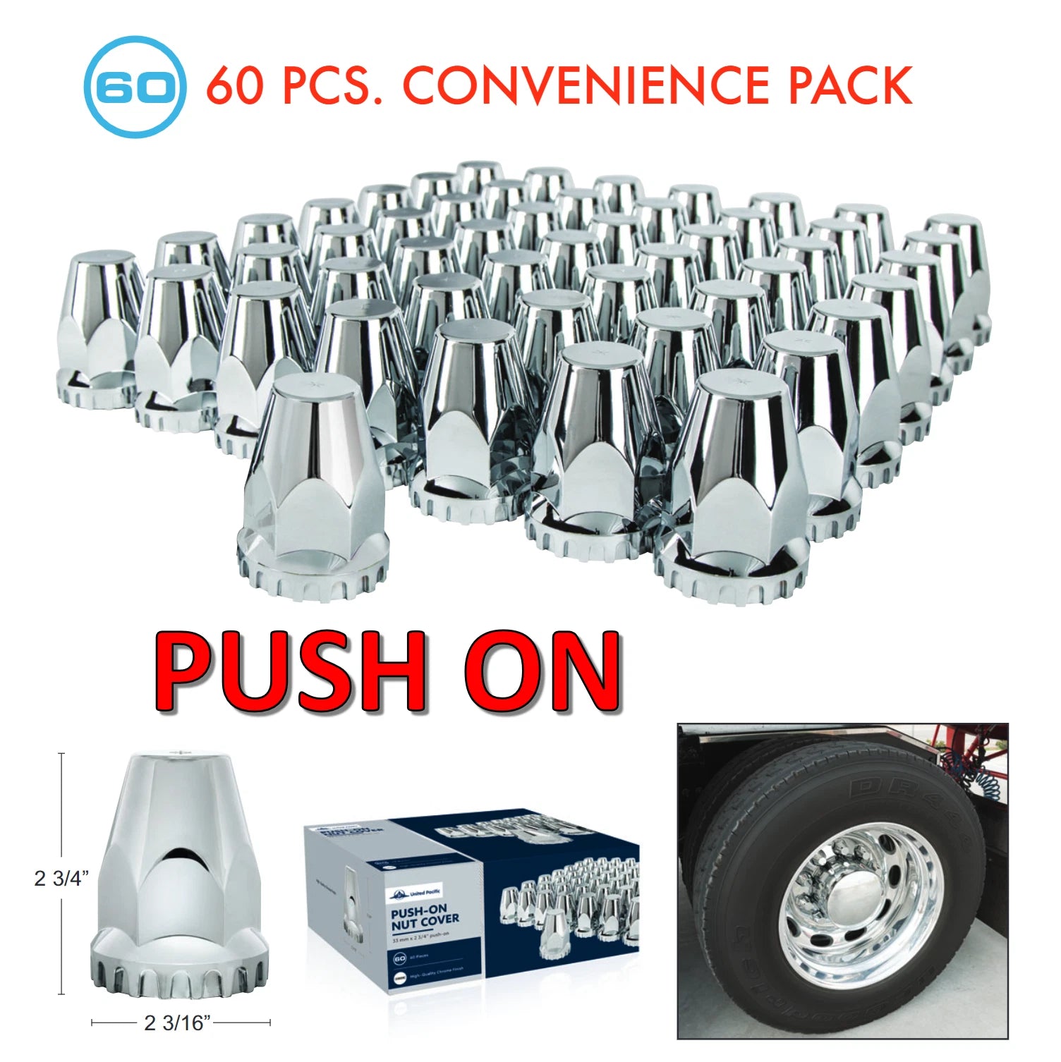 Lug Nut Covers Original Style Chrome Push-On for Toyota Tacoma (2005–2023)