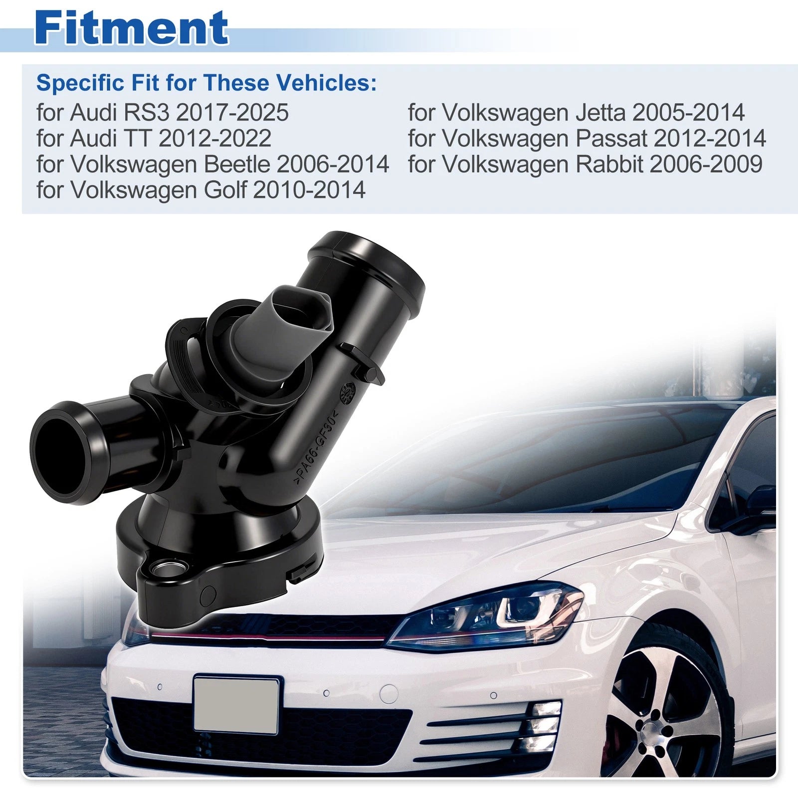 Engine Coolant Thermostat Housing Assembly for VW Beetle Golf Jetta Passat Rabbit (2006–2010)