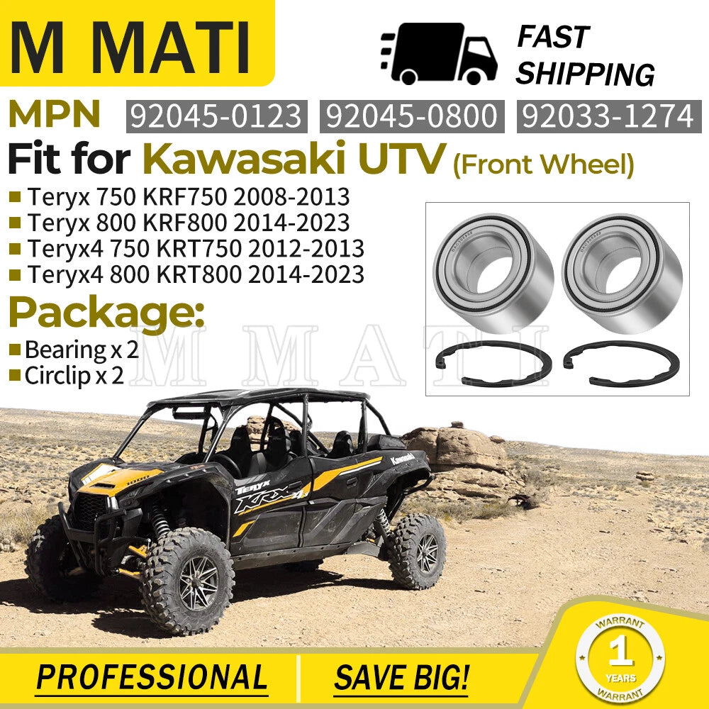 2X Front Wheel Bearings for Kawasaki Teryx Teryx4 750 800 (2008–2023) 92045-0123