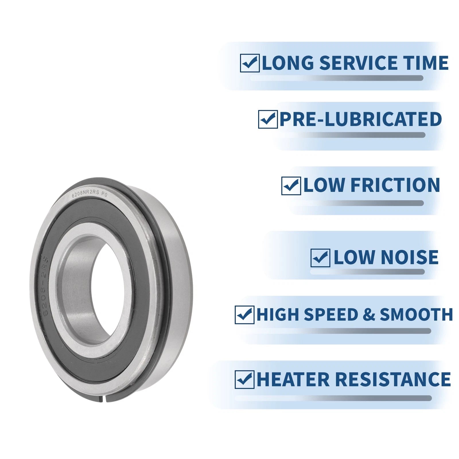 6208NR2RS Deep Groove Ball Bearing for Scooter Skateboard (40x80x18mm)