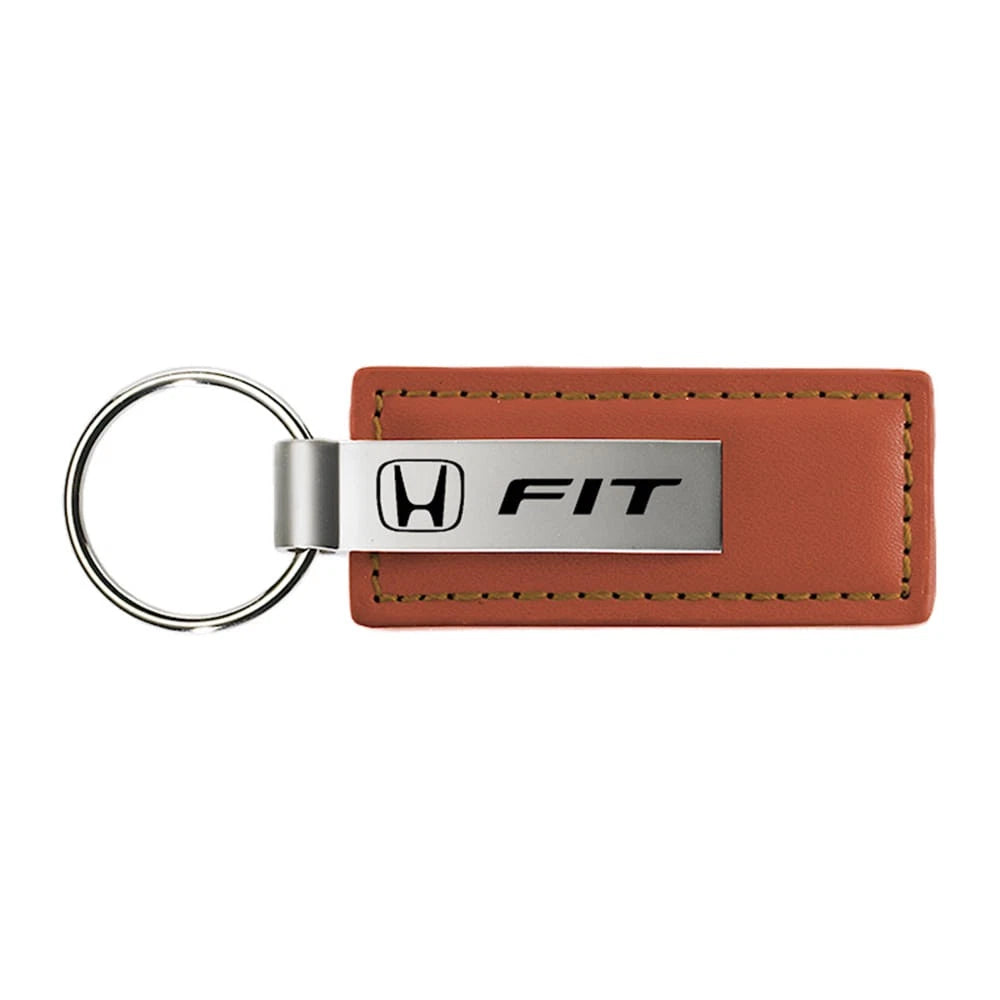 Brown Leather Keychain KC1541.FIT - Officially Licensed for Honda Fit
