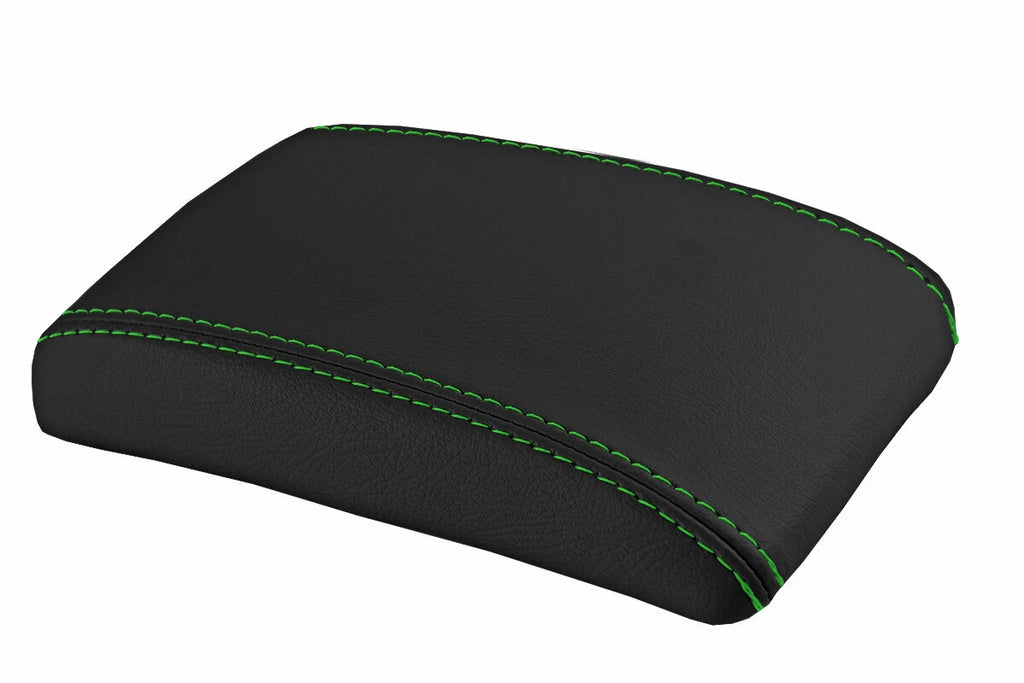 Leather Console Lid Armrest Cover for Subaru Impreza WRX (2000–2007) Green Stitch