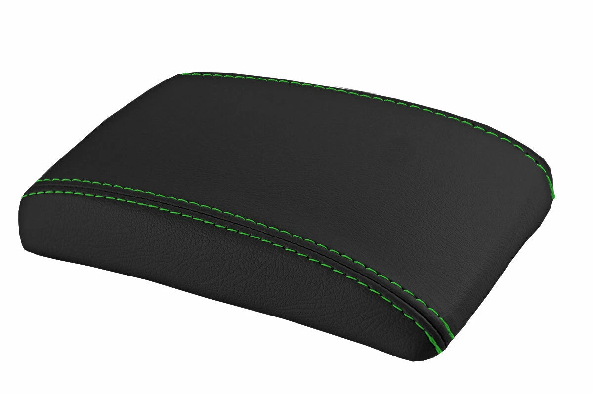 Leather Console Lid Armrest Cover for Subaru Impreza WRX (2000–2007) Green Stitch
