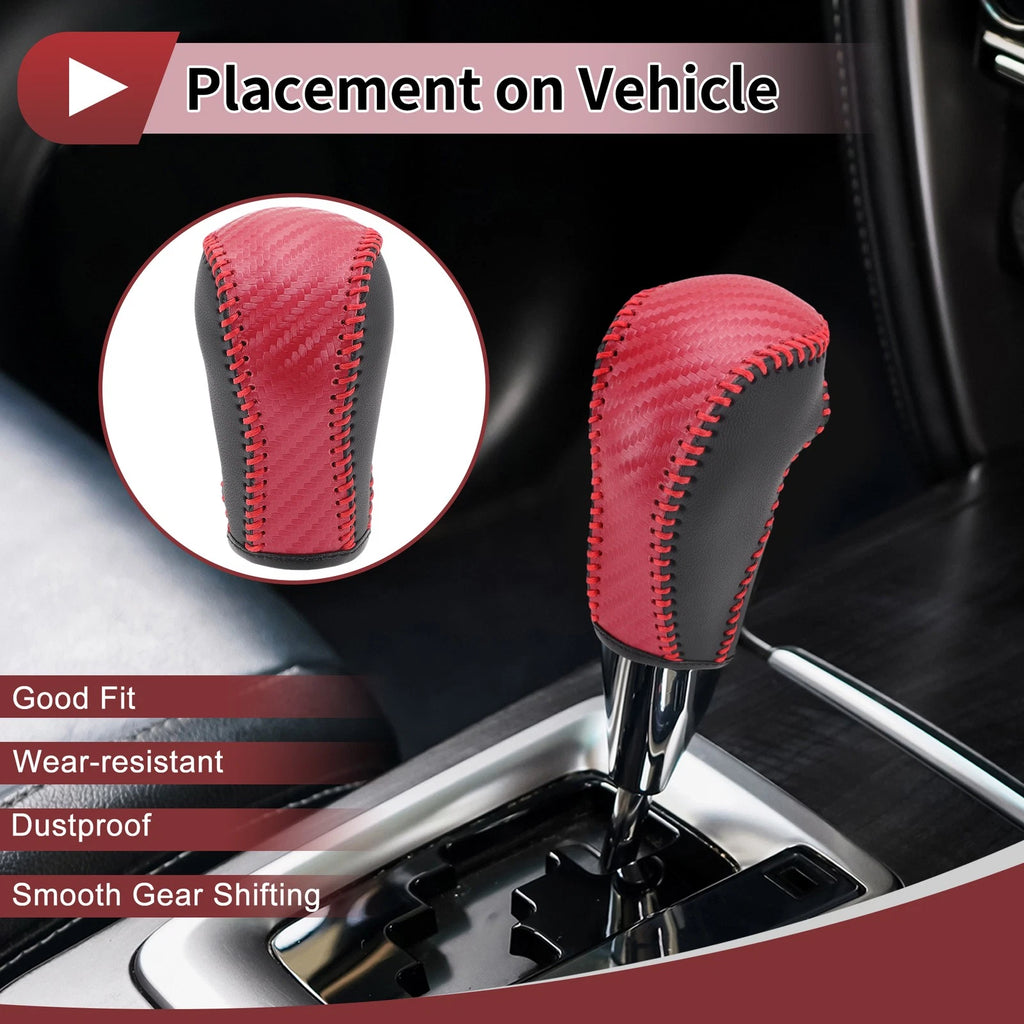 1 Pc Gear Shift Knob Cover for Mazda CX-5 (2013–2014) Black Red Faux Leather