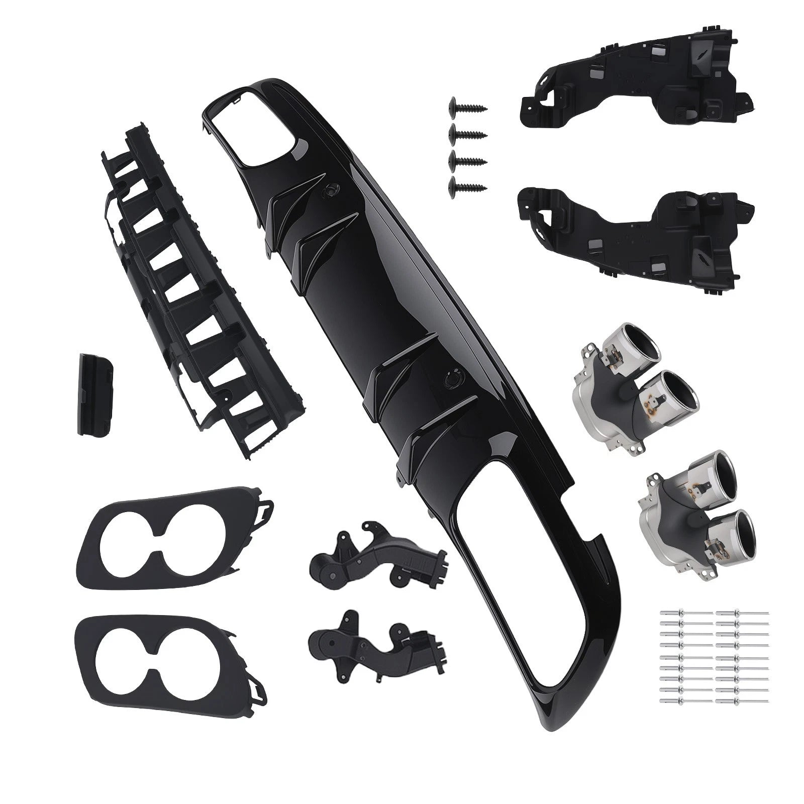 Performance Rear Lip for Mercedes C63 C43 AMG (2015–2021) Black Chrome Exhaust