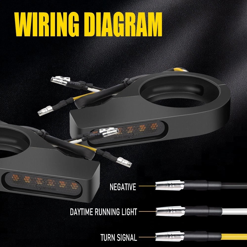 2X 39mm Fork Clamp LED Turn Signal Lights for Harley Motorcycle