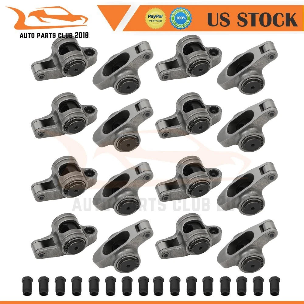 Set of 16 Stainless Steel Roller Rocker Arms for Chevrolet SBC 305 350 383