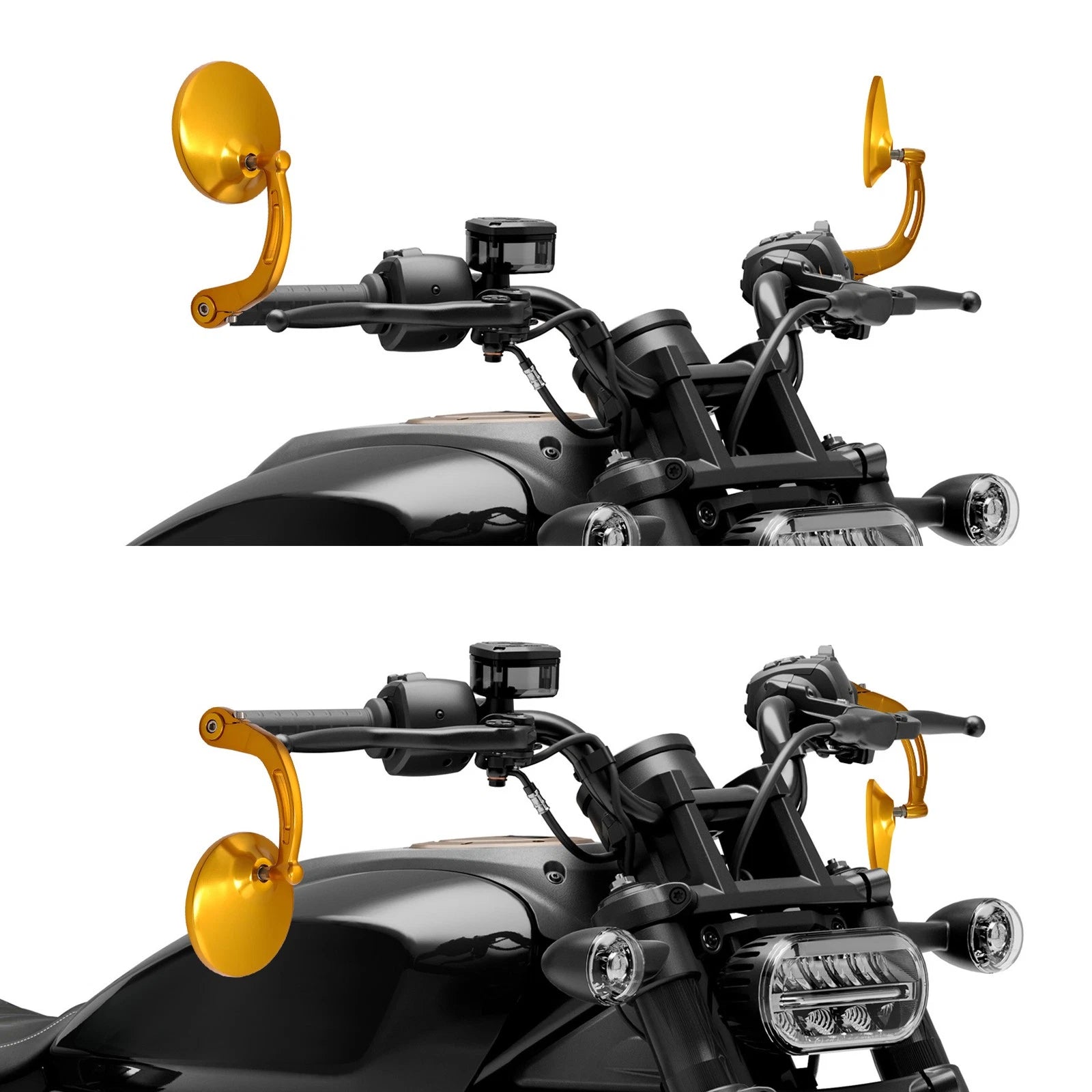 Gold Rear View Mirrors for Harley Sportster S RH1250 RH1250S (2021–2025)