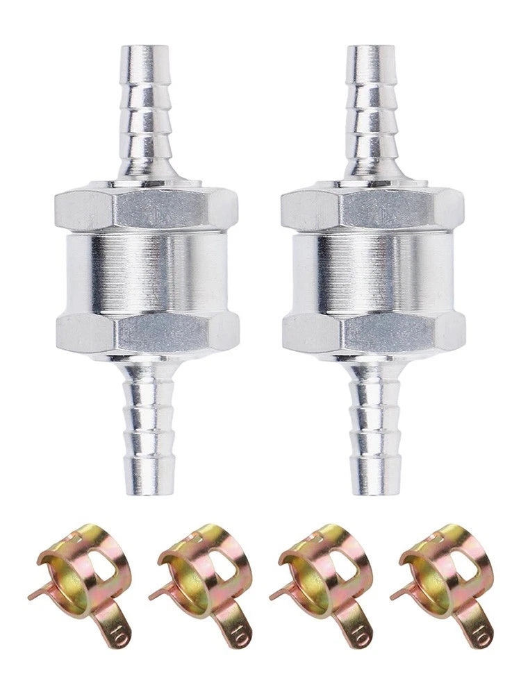 6mm Aluminum Fuel Check Valves with 4 Clamps for Boats and Motorcycles