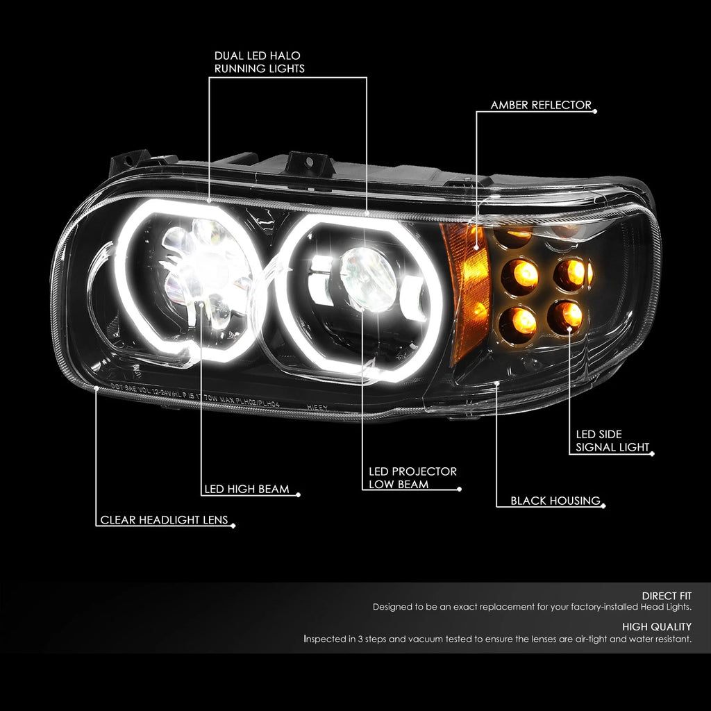 LED DRL+Turn Signal Projector Headlights for Peterbilt 389 388 (2008–2021)