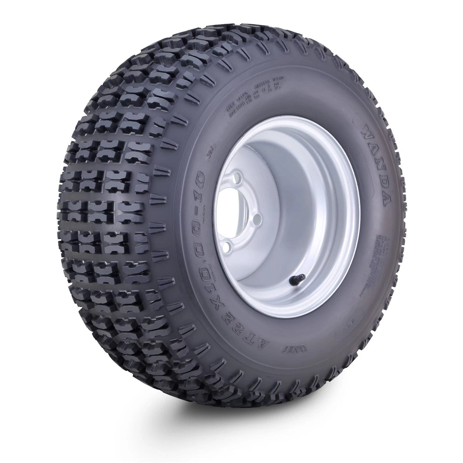 WANDA ATV Tire Wheel Assembly 22X10X10 for 4X4 PCD Silver Wheel (10047)