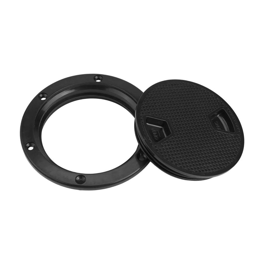 8-Inch Black Marine Grade Round Inspection Hatch with Detachable Cover