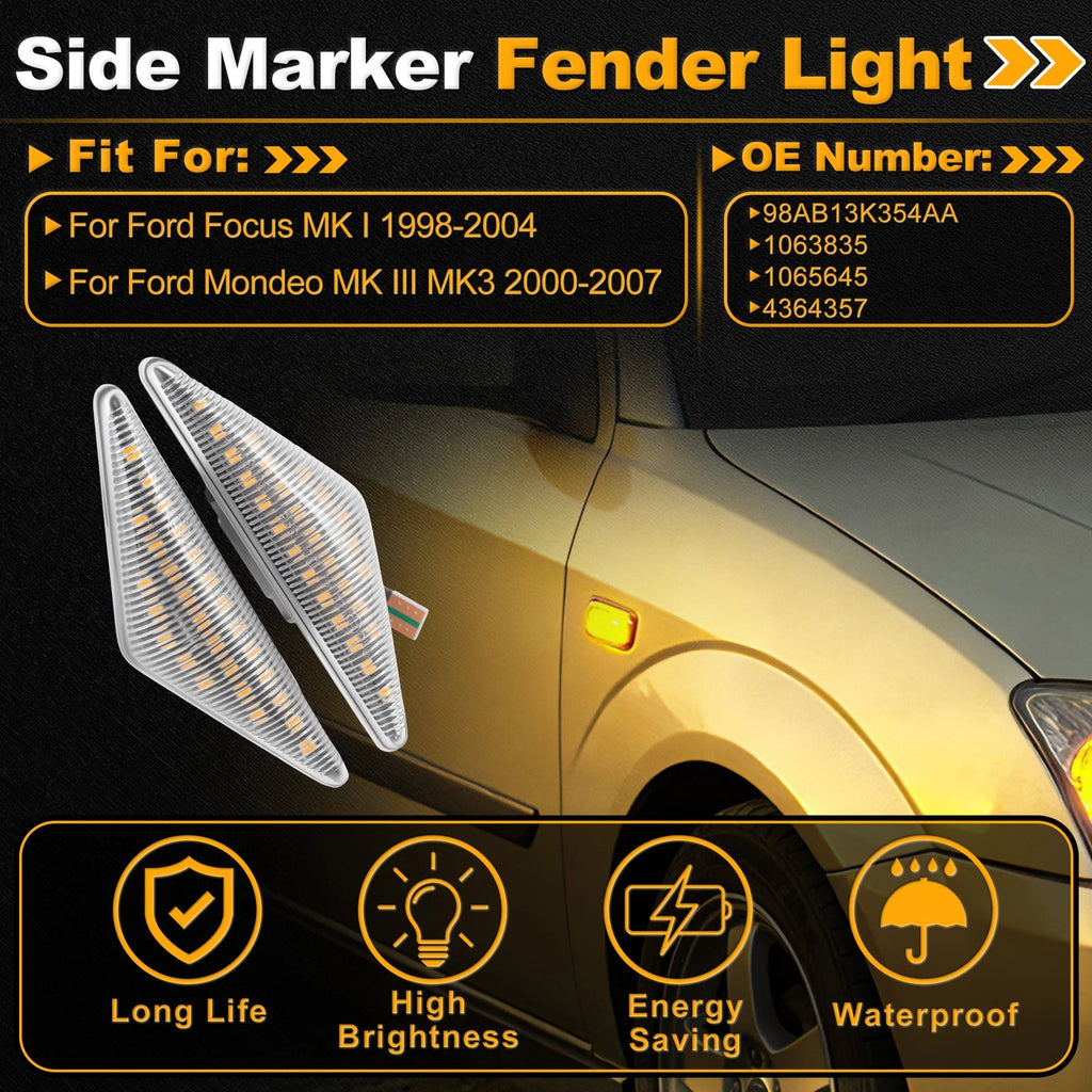 Set of 2 Side Marker Fender Lights for Ford Focus MK I (1998–2004) 98AB13K354AA