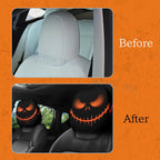 Universal Front Seat Halloween Scary Pumpkin Grin Mask Head Rest Covers for Auto