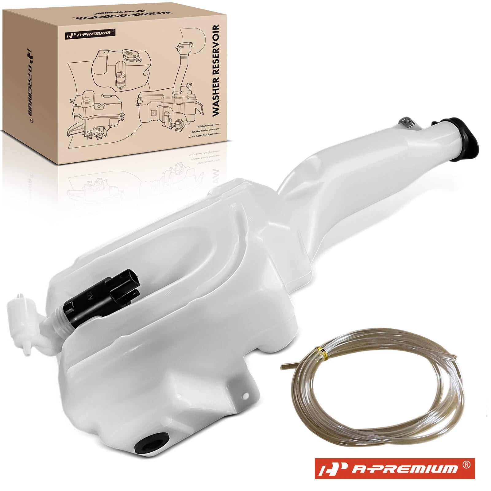 Windshield Washer Reservoir Tank with Cap & Pump for Ford Edge (2007–2014)