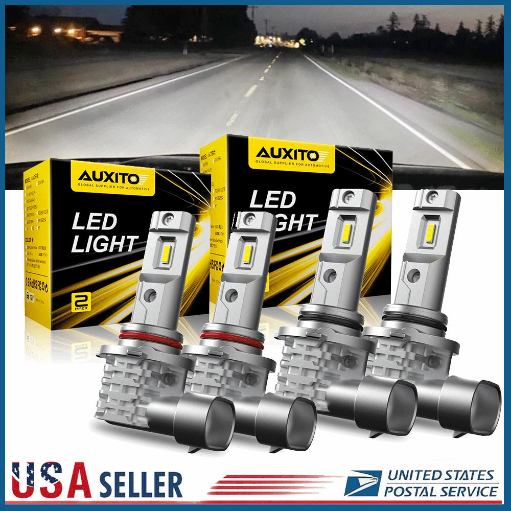 Set of 4 Auxito 9005 9006 LED Headlight Bulbs for High Low Beam