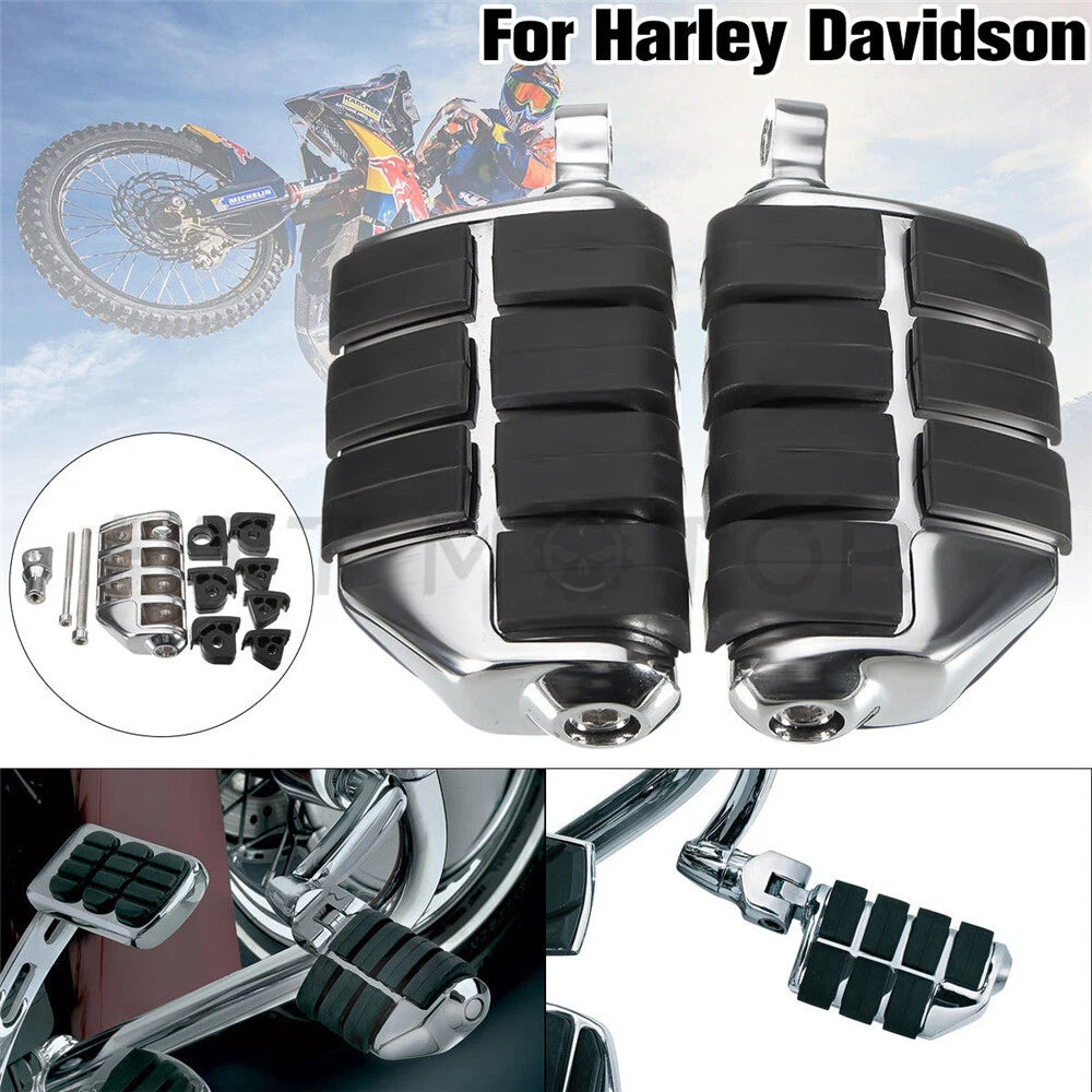Chrome Dually Foot Rest Pegs for Harley Touring Electra Glide Softail Dyna