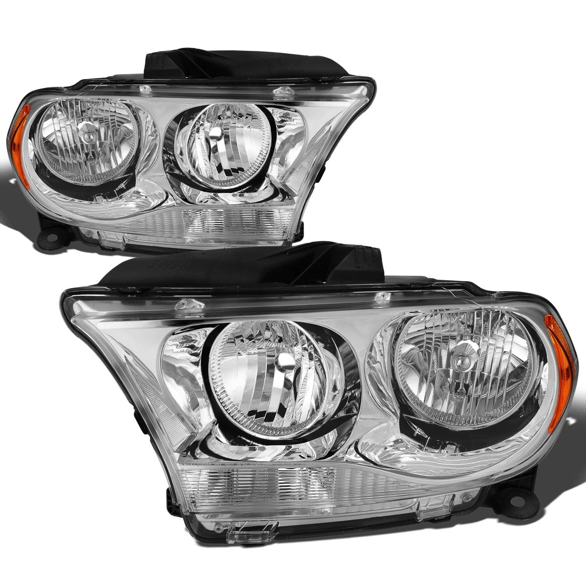 Set of 2 Chrome Housing Amber Corner Headlights for Dodge Durango (2011–2013)