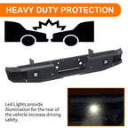 Rear Bumper for Ford Super Duty F250 F350 (1999–2016) Black w/ Sensor Holes
