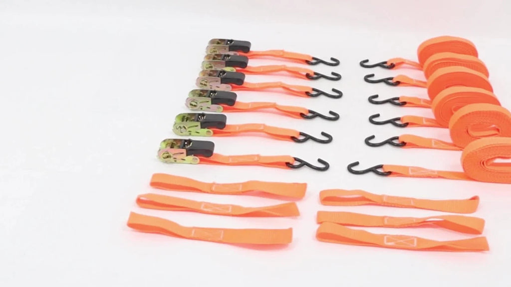 6 Pack Ratchet Tie Down Straps for (1700lbs, 1in x 20ft)