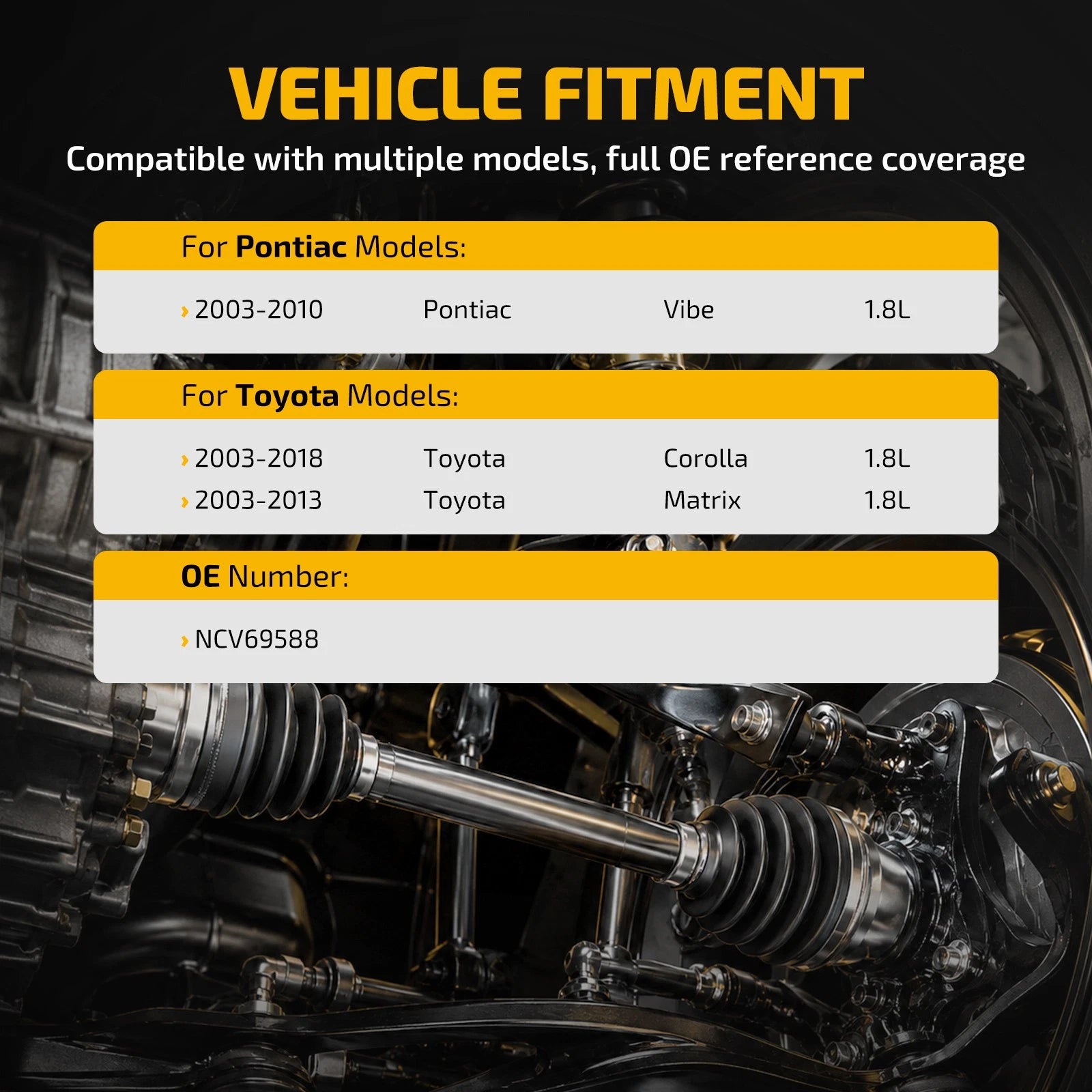 Front Passenger CV Axle Shaft for Toyota Corolla Matrix Pontiac Vibe (2003–2013)