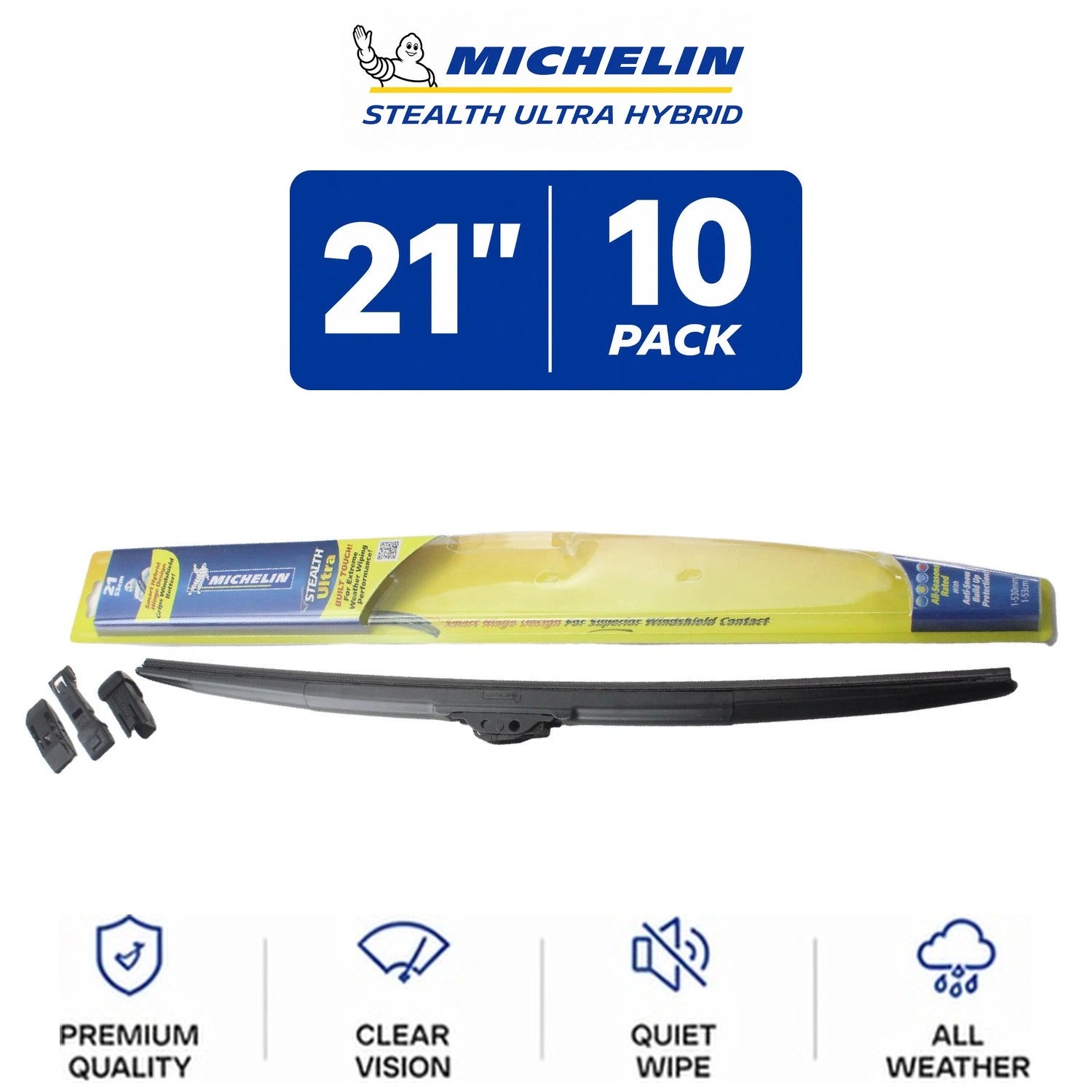 Set of 2 Michelin Stealth Ultra Hybrid Wiper Blades 21" for