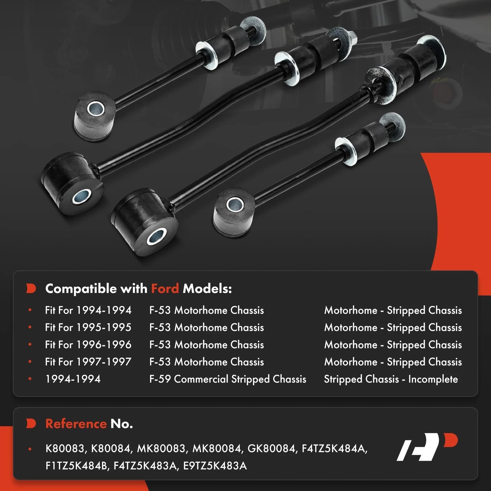 Set of 4 Sway Bar Links for Ford F-53 Motorhome Chassis (1994–1997)