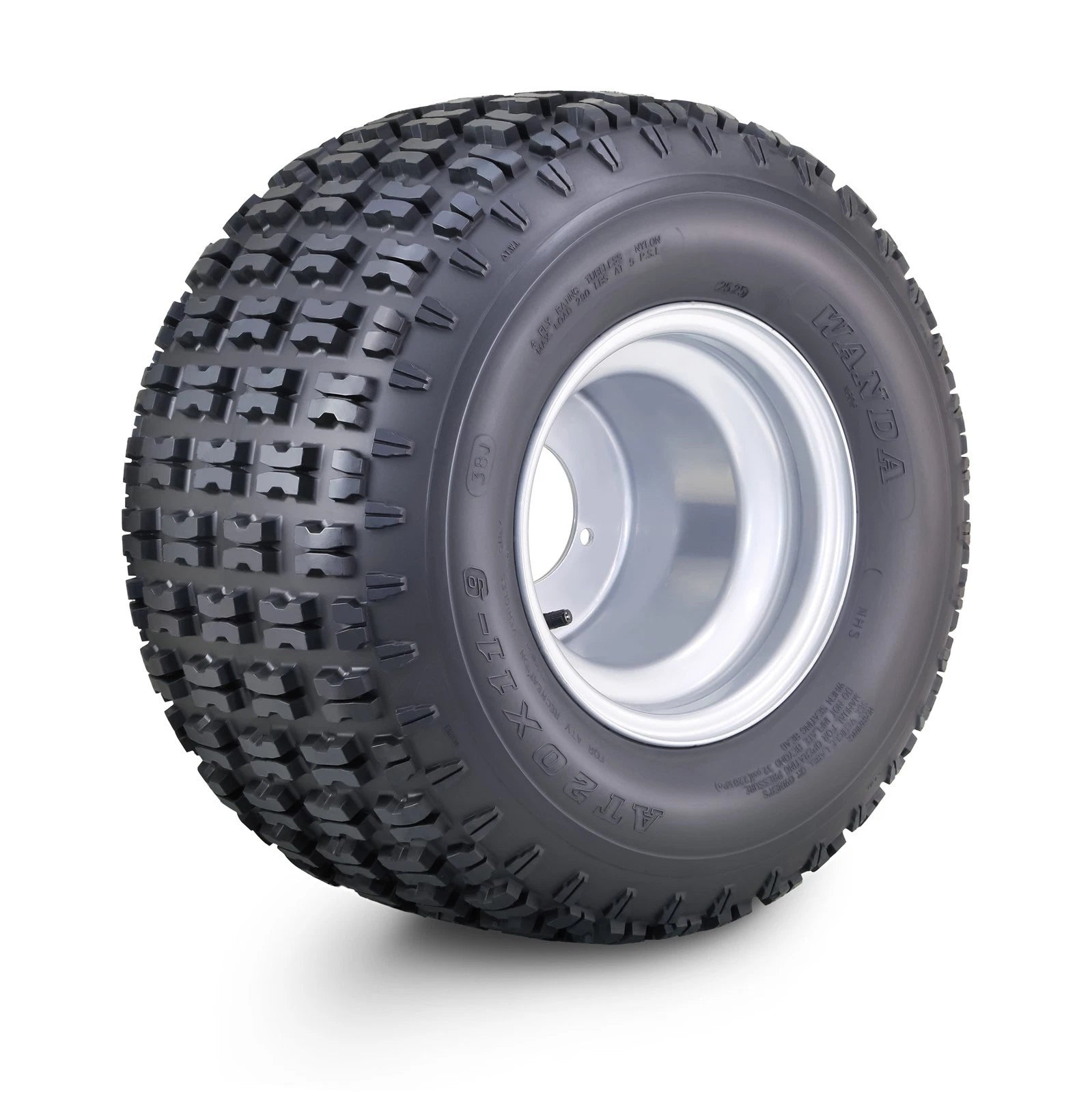 WANDA ATV Tire 20X11-9 with 4 Lugs 110mm PCD 3+6 Offset Silver Wheel 10045