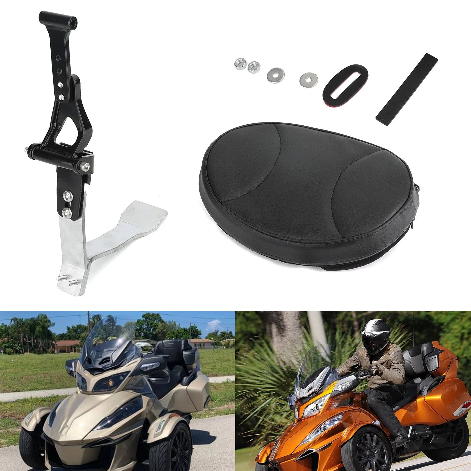 Driver Backrest for Can Am Spyder RT SE6 SM6 SE5 SM5 (2008–2017) Black