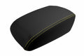 Leather Console Lid Armrest Cover for Ford Focus (2012–2018) Black Yellow Stitch