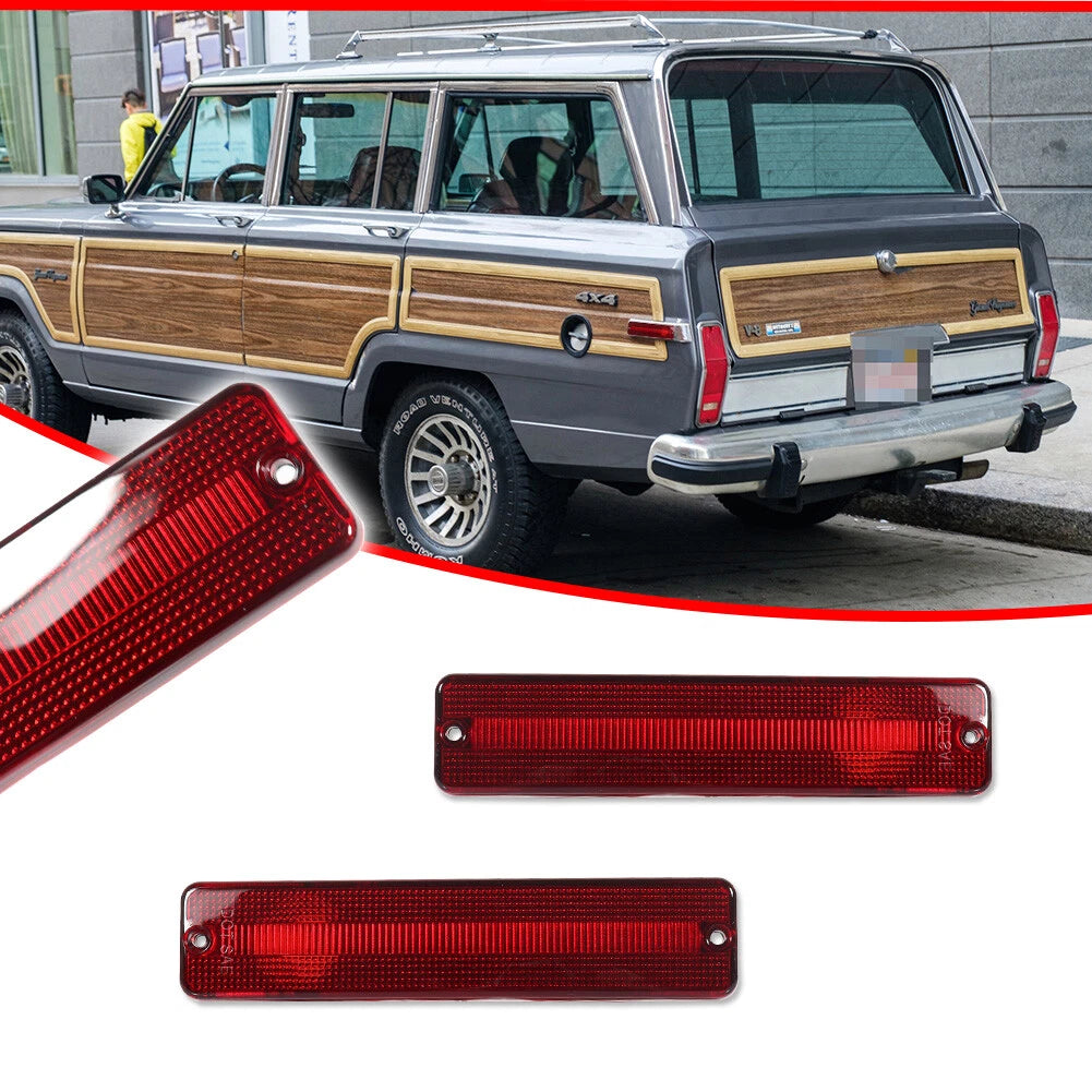 Set of 2 Red Lens Rear Side Marker Light Covers for Jeep J Series