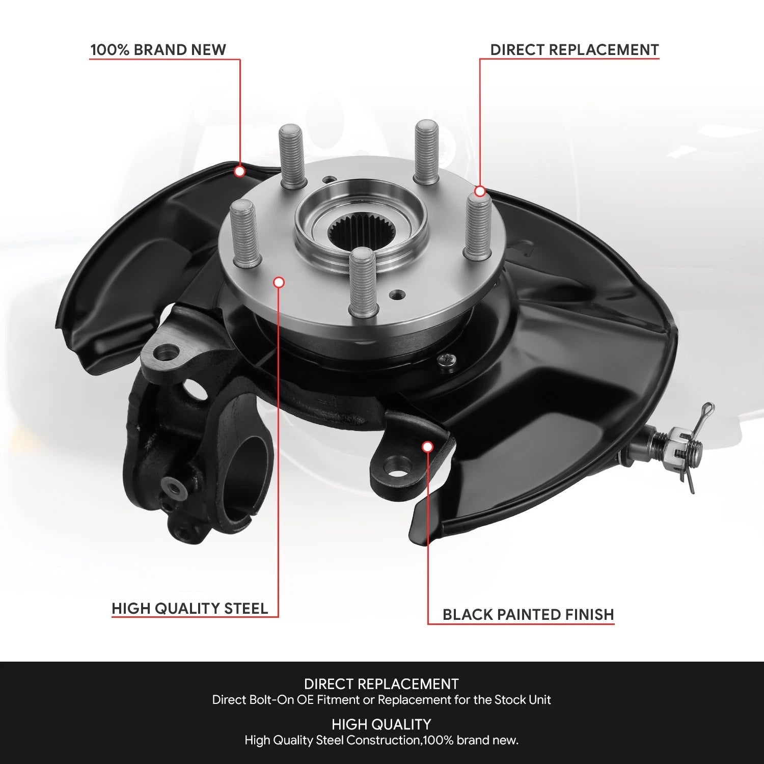 Front Left Driver Loaded Wheel Bearing Knuckle Assembly for Honda Accord (2013–2016)