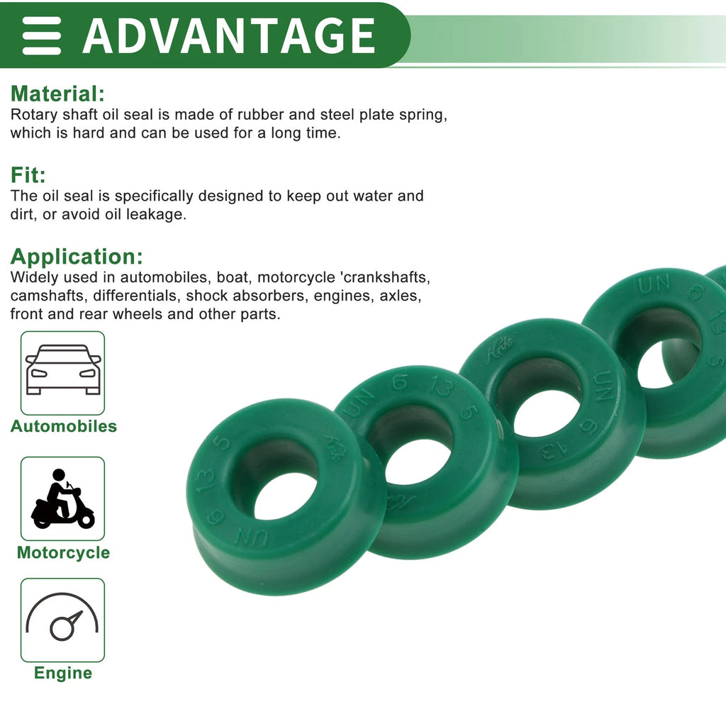 Set of 5 Oil Seal Ring 6x13x5mm for Rotary Shaft (TPU, High Pressure)