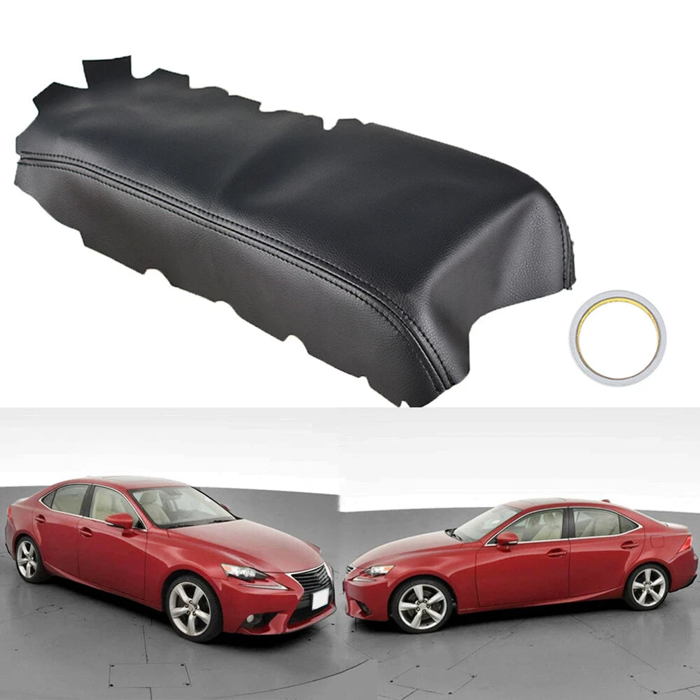 Black Leather Console Lid Armrest Cover for Lexus IS250 IS350 (2014–2017)