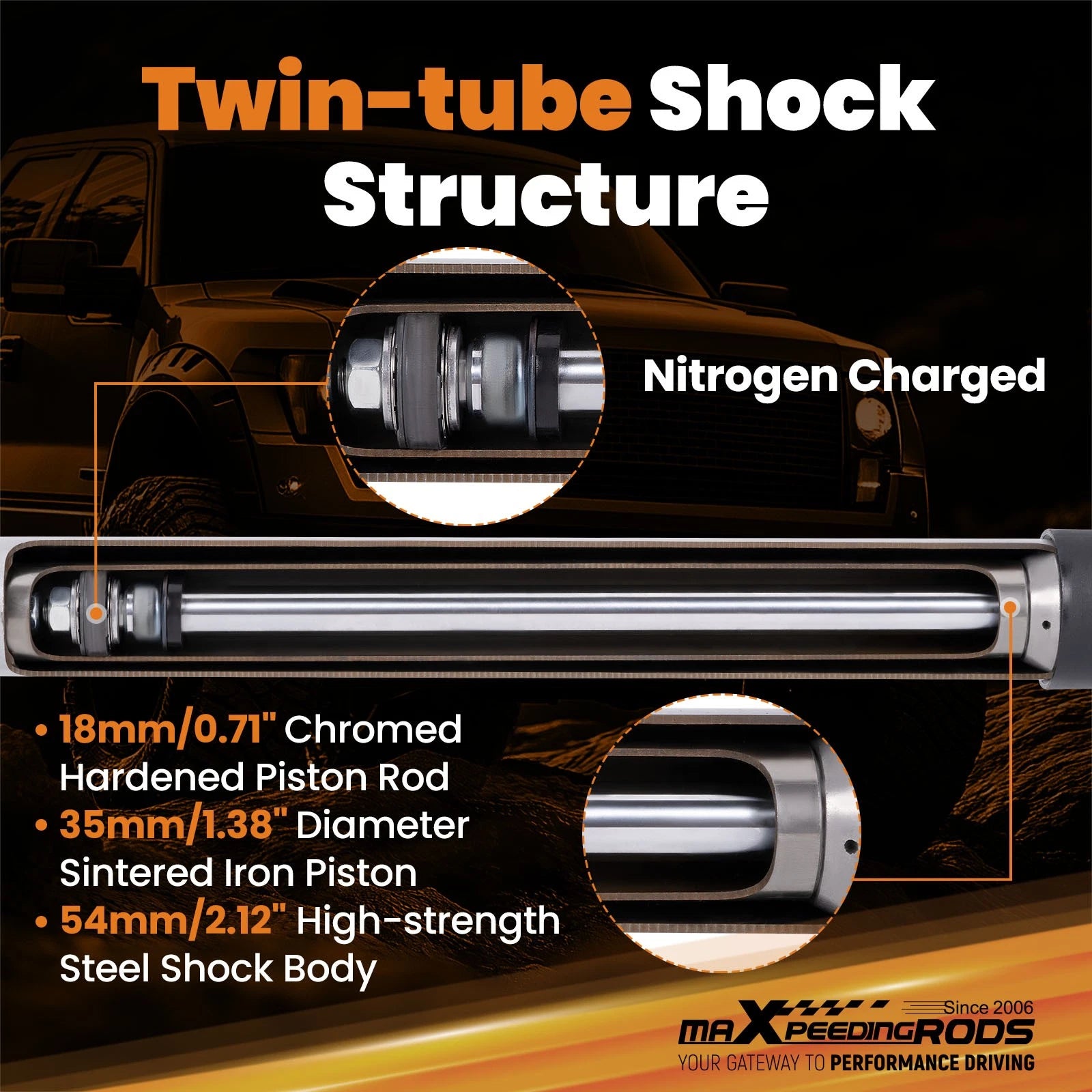 Front Adjustable Strut Lowering for Ford F-150 2WD (2021–2025) 0-3.5" Shock