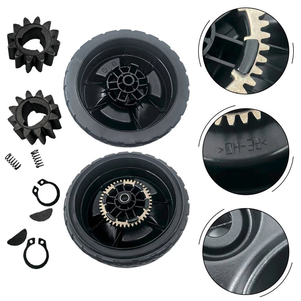 Set of 2 Lawn Mower Wheels and 12 Teeth Drive Gear for Honda