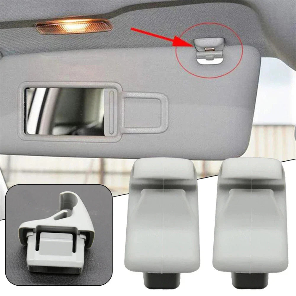 Car Sun Visor Holder Clips Grey for Mitsubishi Lancer, Outlander, ASX