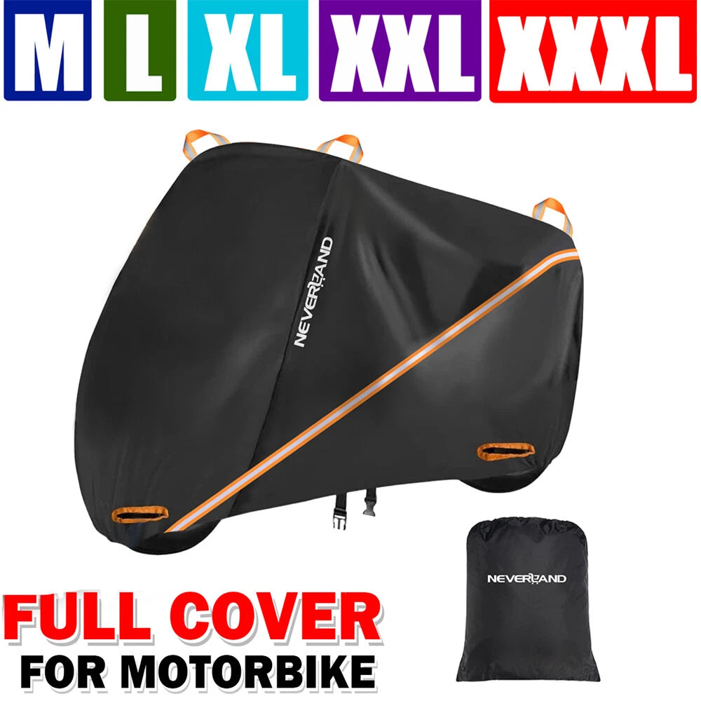 Waterproof Heavy Duty Motorcycle Cover L-XXXL for Winter Storage (Fits Most)