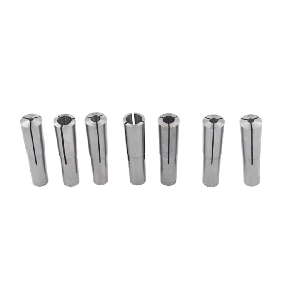 7Pc Set of MT2 Shank Round Collets for Morse Taper Chuck (1/8" - 1/2")