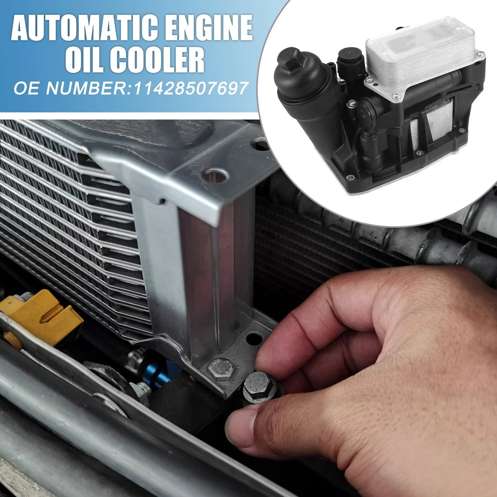 Automatic Engine Oil Cooler for BMW X1 X3 Silver Tone Black
