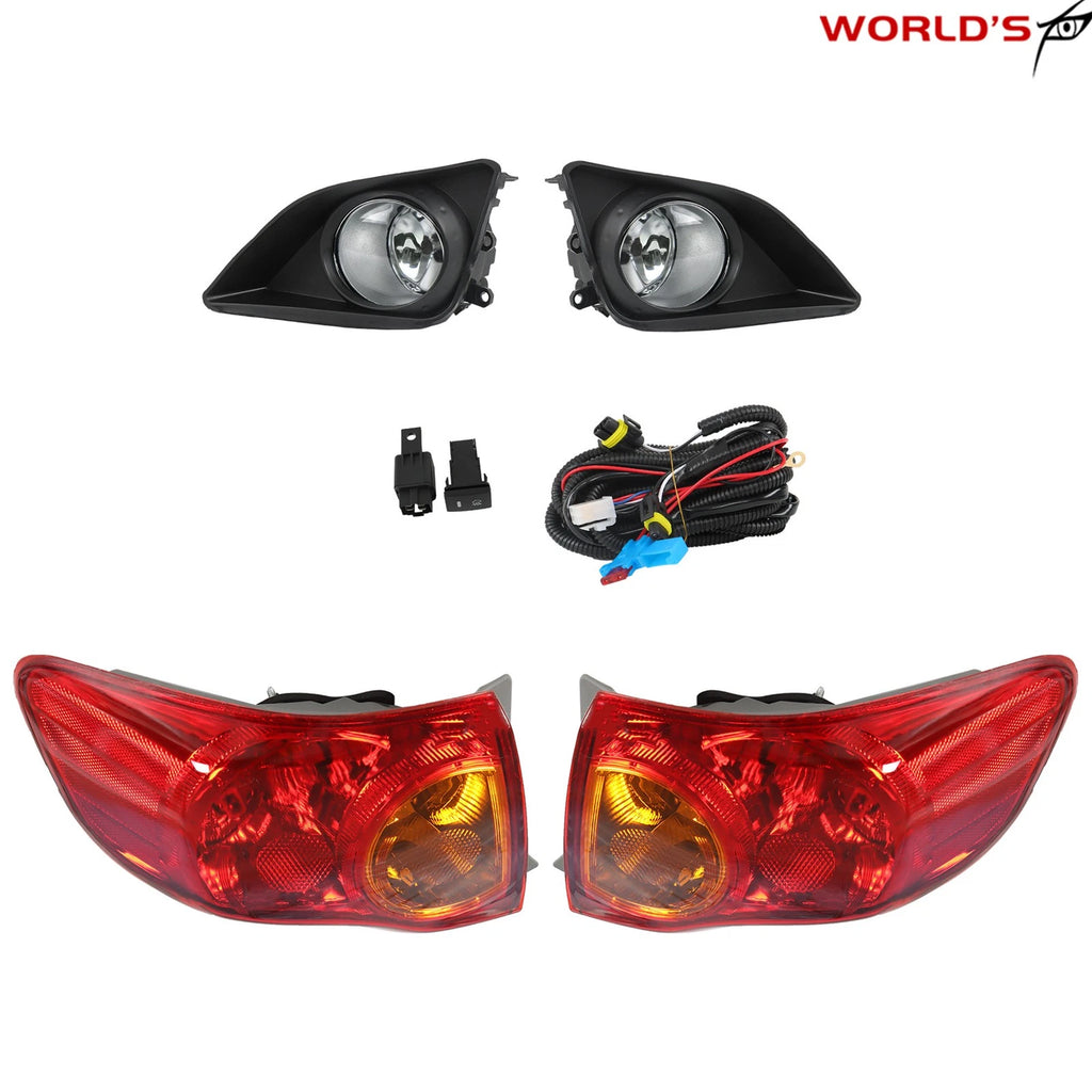 Set of 2 Outer Tail Lights + Fog Lights for Toyota Corolla (2009–2010)