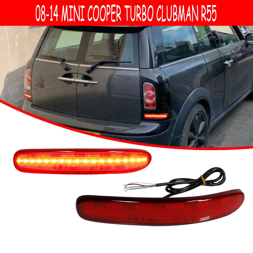 2X LED Red Rear Bumper Reflectors for Mini Cooper Clubman (2008–2014)