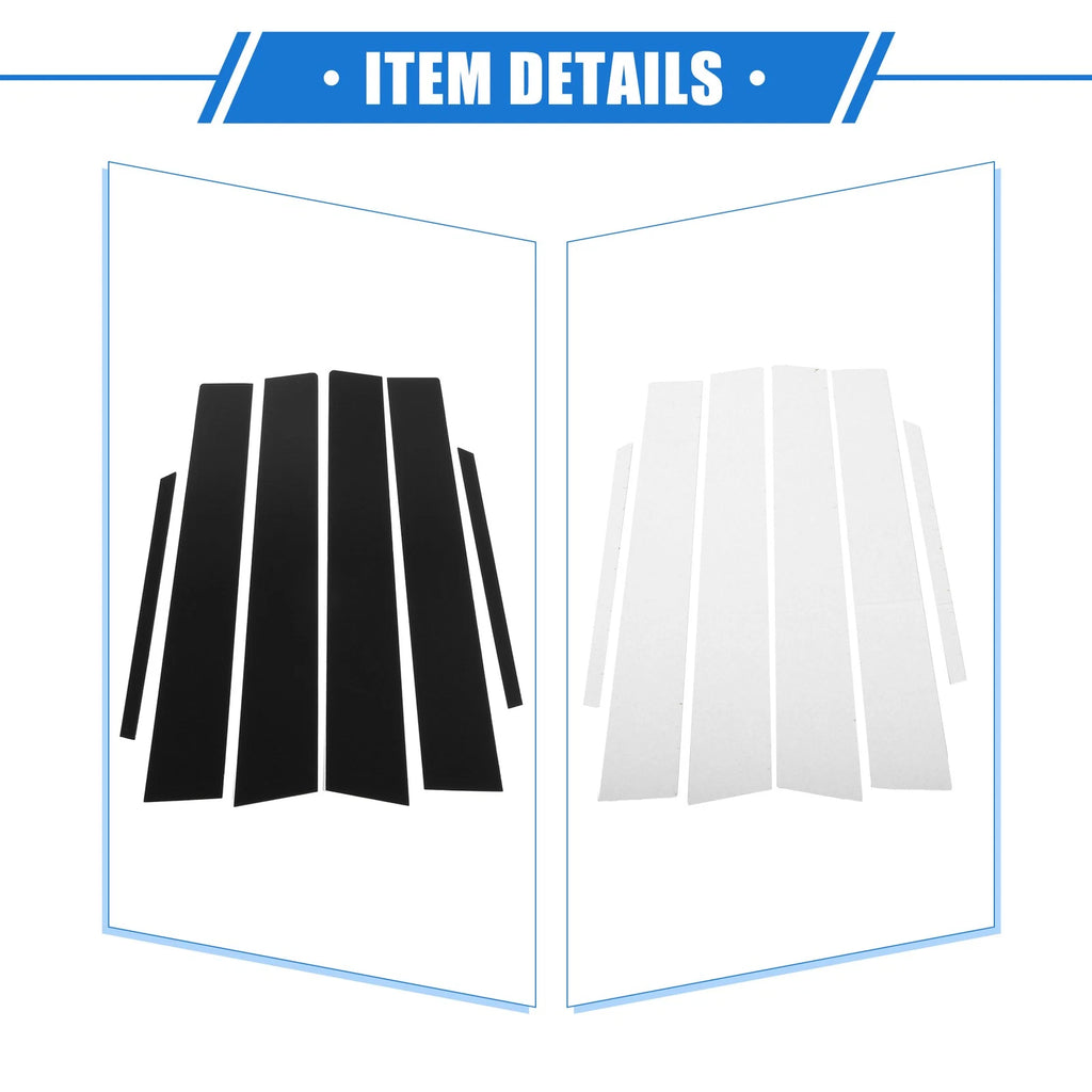 Set of 6 Pillar Posts Door Window Trim Cover for Toyota Corolla (2009–2013) Black