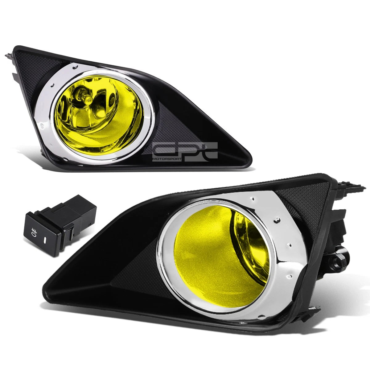 Fog Light Lamps with Switch for Toyota Corolla (2009–2010) - Yellow Lens, Chrome Ring